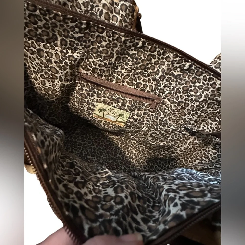 Sun N Sand rattan straw summer basquet shoulder beach market carryall tote bag - Picture 3 of 5